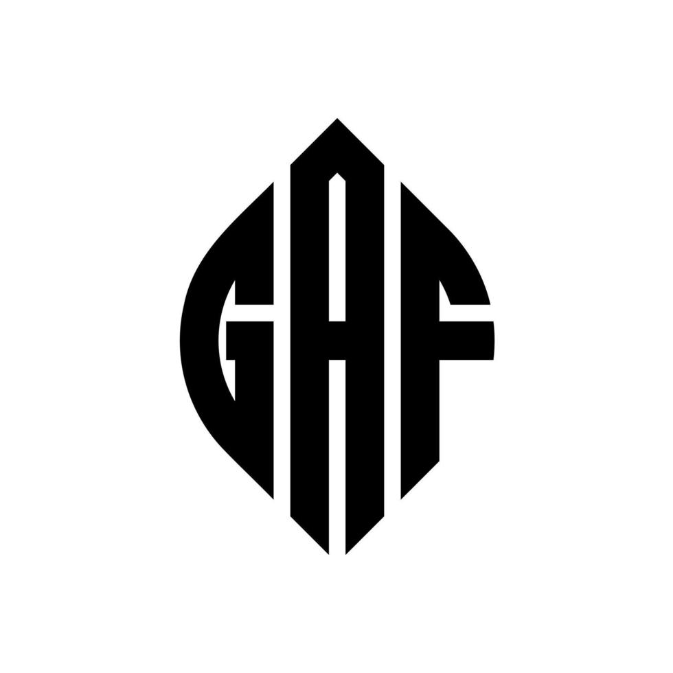 diseño de logotipo de letra de círculo gaf con forma de círculo y elipse. letras elipses gaf con estilo tipográfico. las tres iniciales forman un logo circular. vector de marca de letra de monograma abstracto de emblema de círculo de gaf.