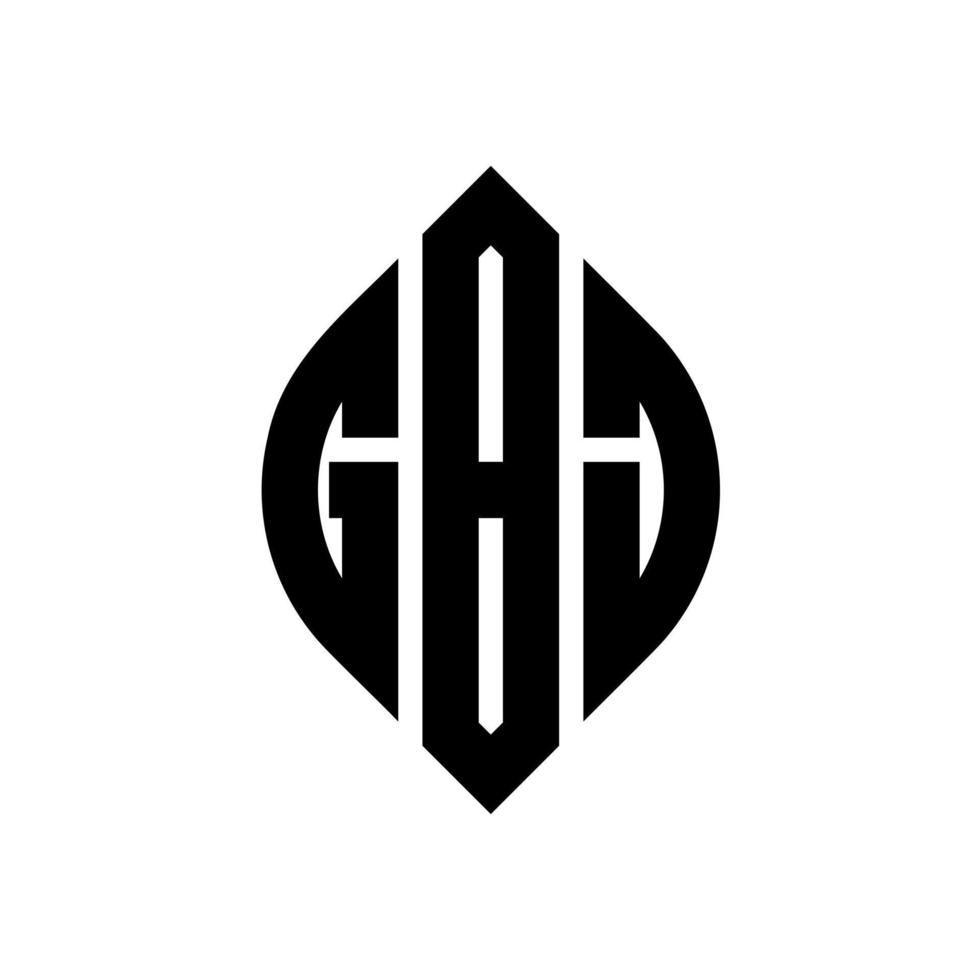 GBJ circle letter logo design with circle and ellipse shape. GBJ ellipse letters with typographic style. The three initials form a circle logo. GBJ Circle Emblem Abstract Monogram Letter Mark Vector. vector