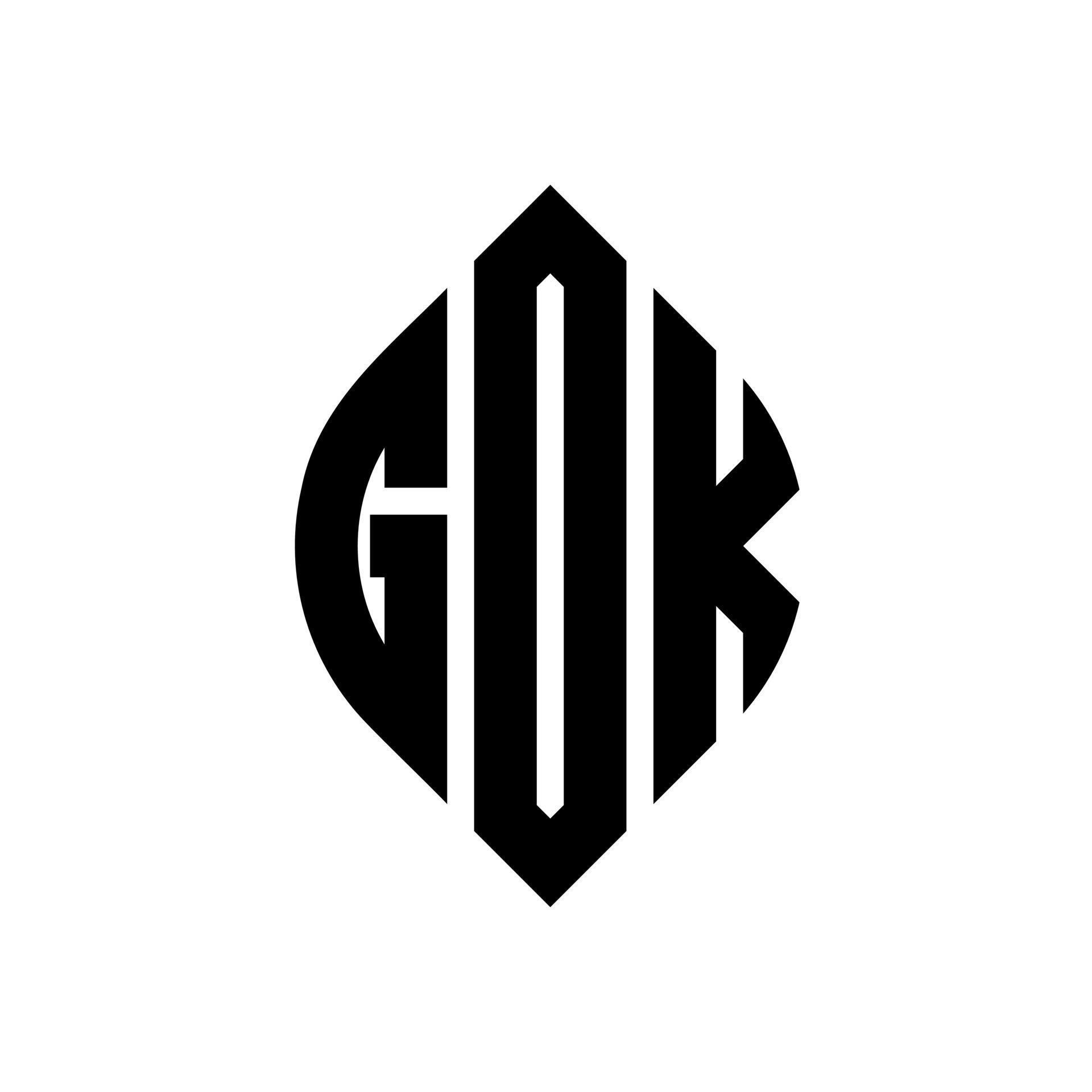 Diseño de logotipo de letra de círculo gdk con forma de círculo y