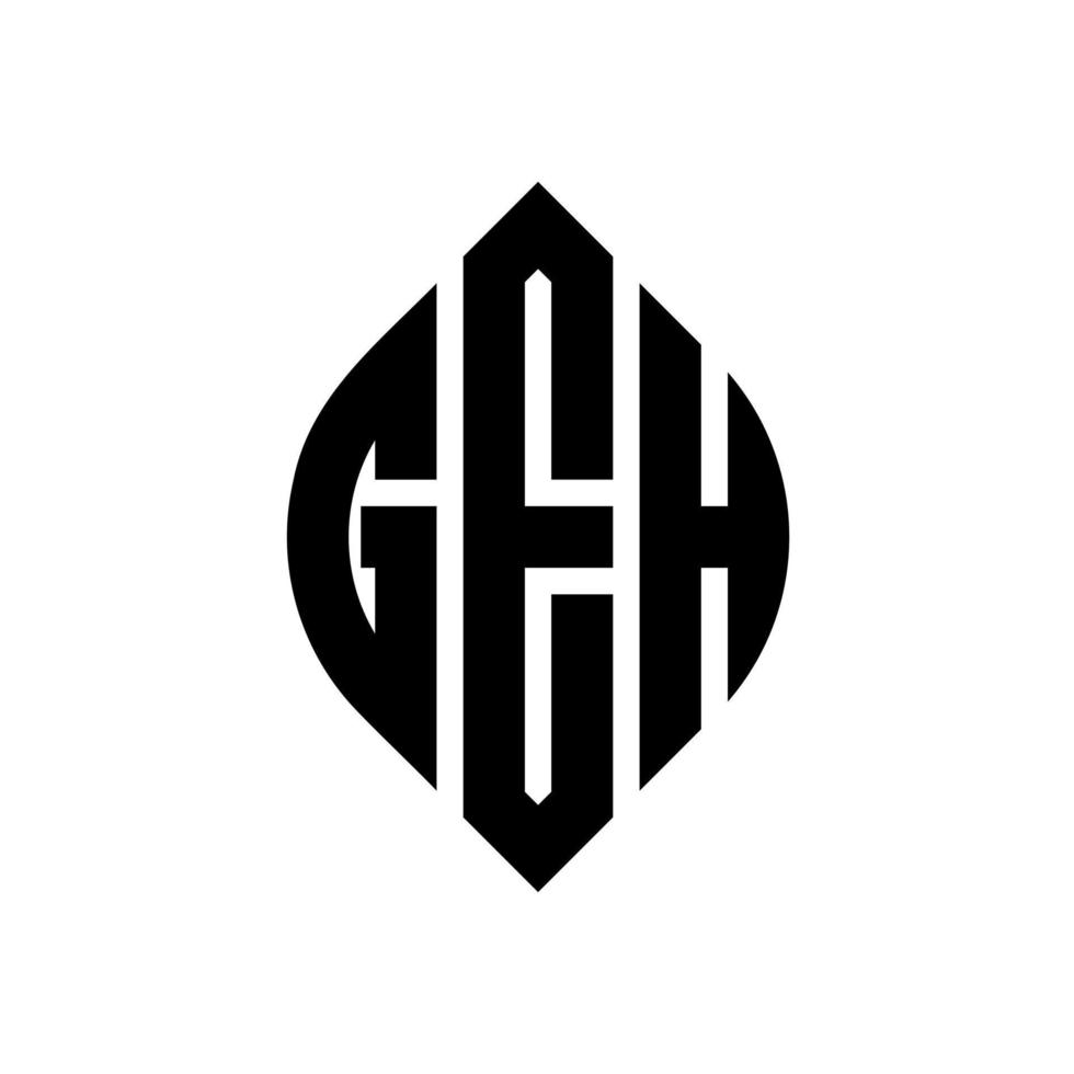 GEH circle letter logo design with circle and ellipse shape. GEH ellipse letters with typographic style. The three initials form a circle logo. GEH Circle Emblem Abstract Monogram Letter Mark Vector. vector
