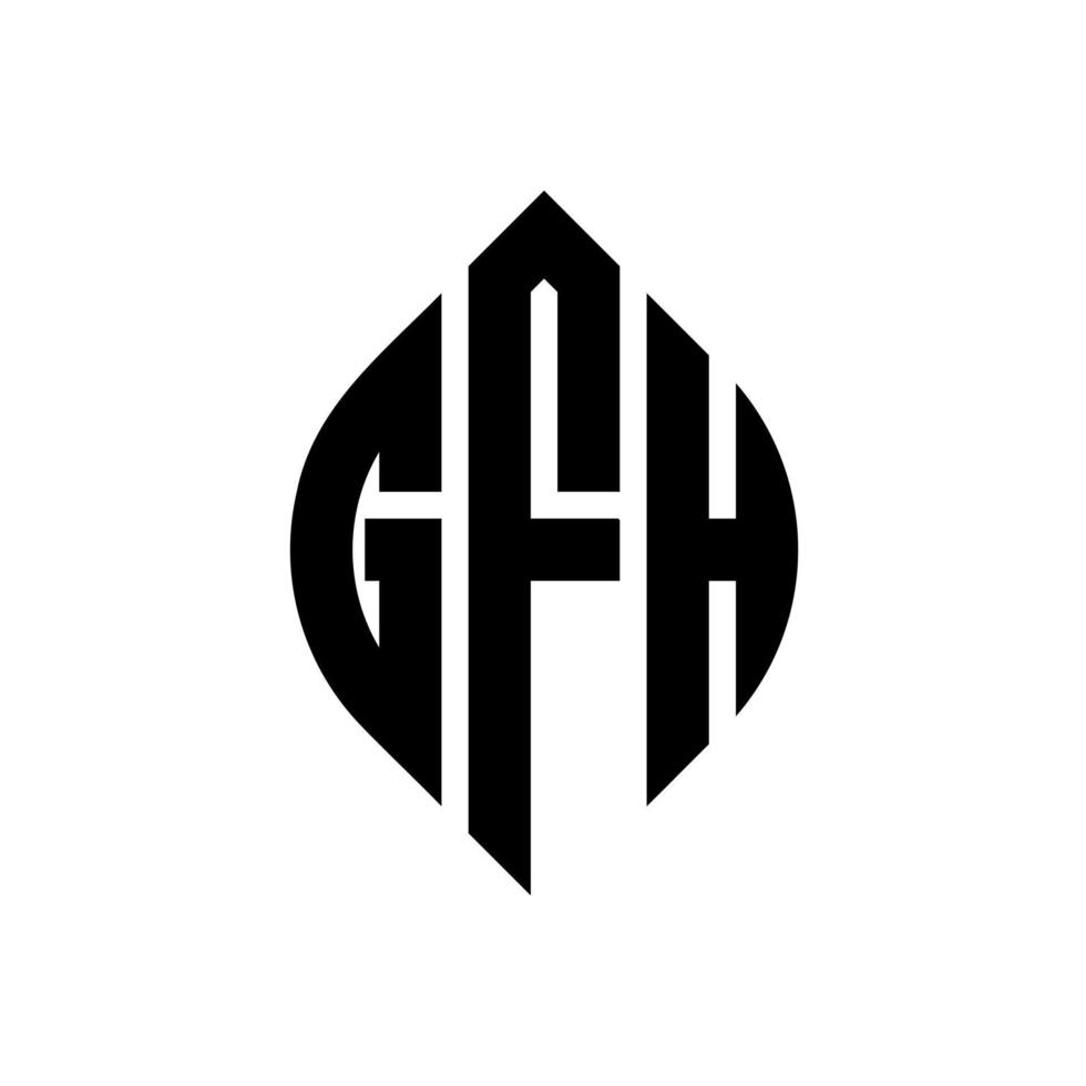 diseño de logotipo de letra de círculo gfh con forma de círculo y elipse. gfh letras elipses con estilo tipográfico. las tres iniciales forman un logo circular. gfh círculo emblema resumen monograma letra marca vector. vector