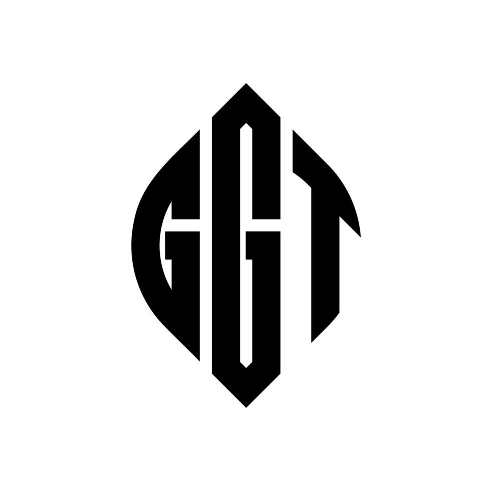 diseño de logotipo de letra de círculo ggt con forma de círculo y elipse. letras elipses ggt con estilo tipográfico. las tres iniciales forman un logo circular. vector de marca de letra de monograma abstracto del emblema del círculo ggt.