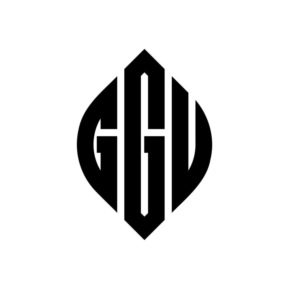GGU circle letter logo design with circle and ellipse shape. GGU ellipse letters with typographic style. The three initials form a circle logo. GGU Circle Emblem Abstract Monogram Letter Mark Vector. vector