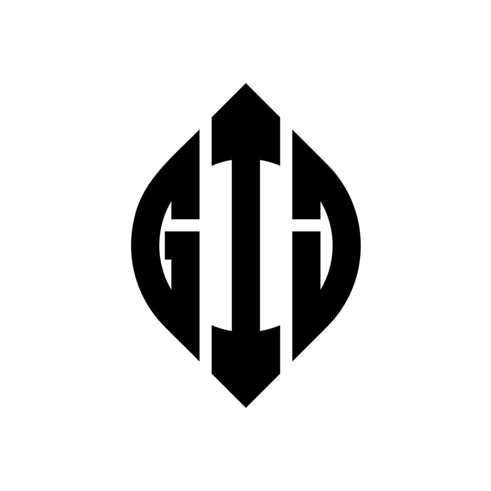 GIJ circle letter logo design with circle and ellipse shape. GIJ ellipse letters with typographic style. The three initials form a circle logo. GIJ Circle Emblem Abstract Monogram Letter Mark Vector. vector