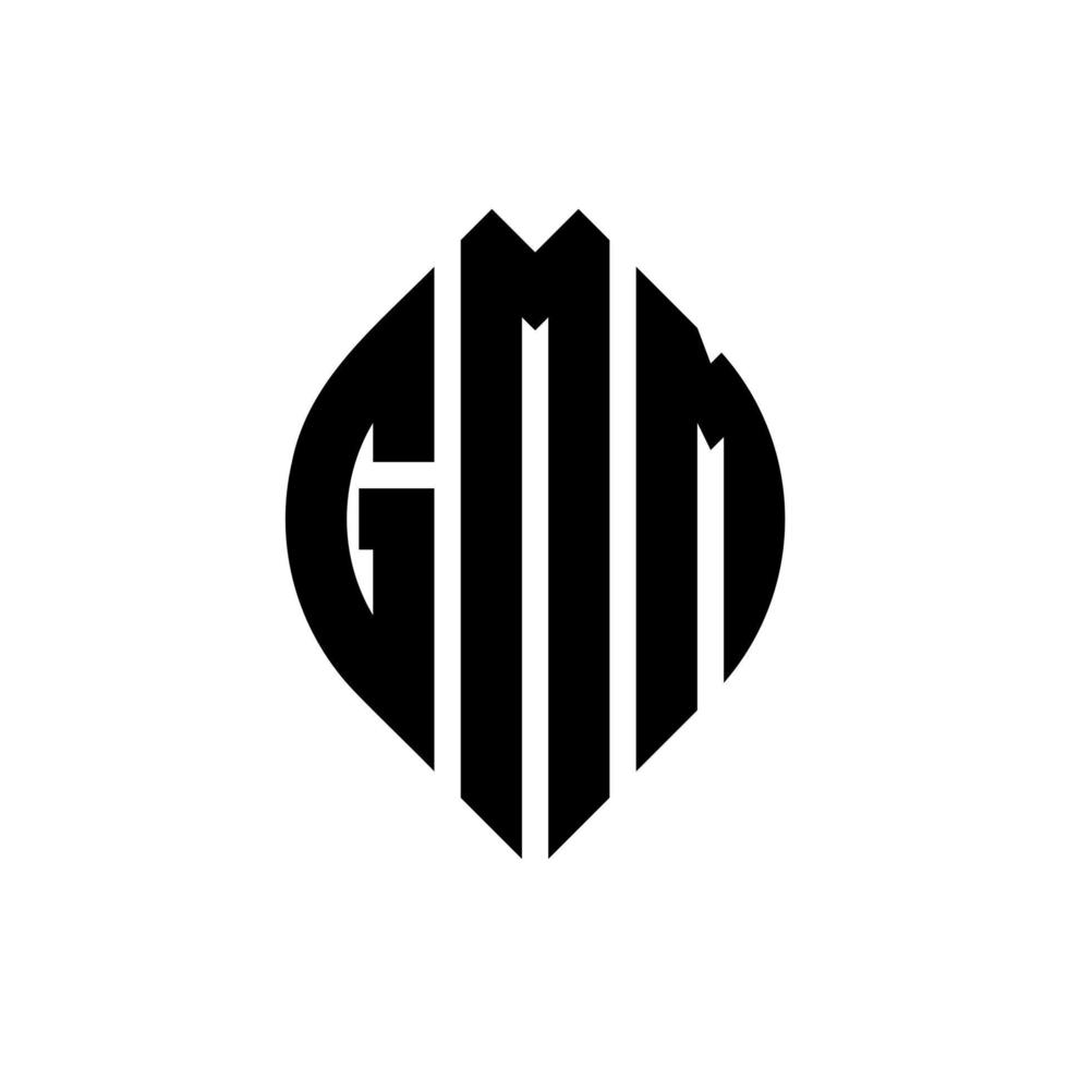 GMM circle letter logo design with circle and ellipse shape. GMM ellipse letters with typographic style. The three initials form a circle logo. GMM Circle Emblem Abstract Monogram Letter Mark Vector. vector