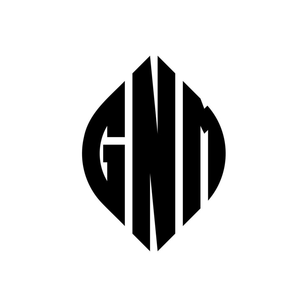 GNM circle letter logo design with circle and ellipse shape. GNM ellipse letters with typographic style. The three initials form a circle logo. GNM Circle Emblem Abstract Monogram Letter Mark Vector. vector