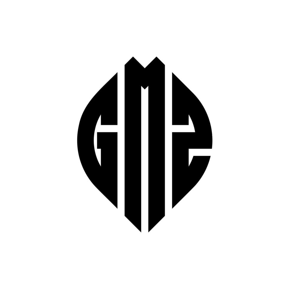 GMZ circle letter logo design with circle and ellipse shape. GMZ ellipse letters with typographic style. The three initials form a circle logo. GMZ Circle Emblem Abstract Monogram Letter Mark Vector. vector