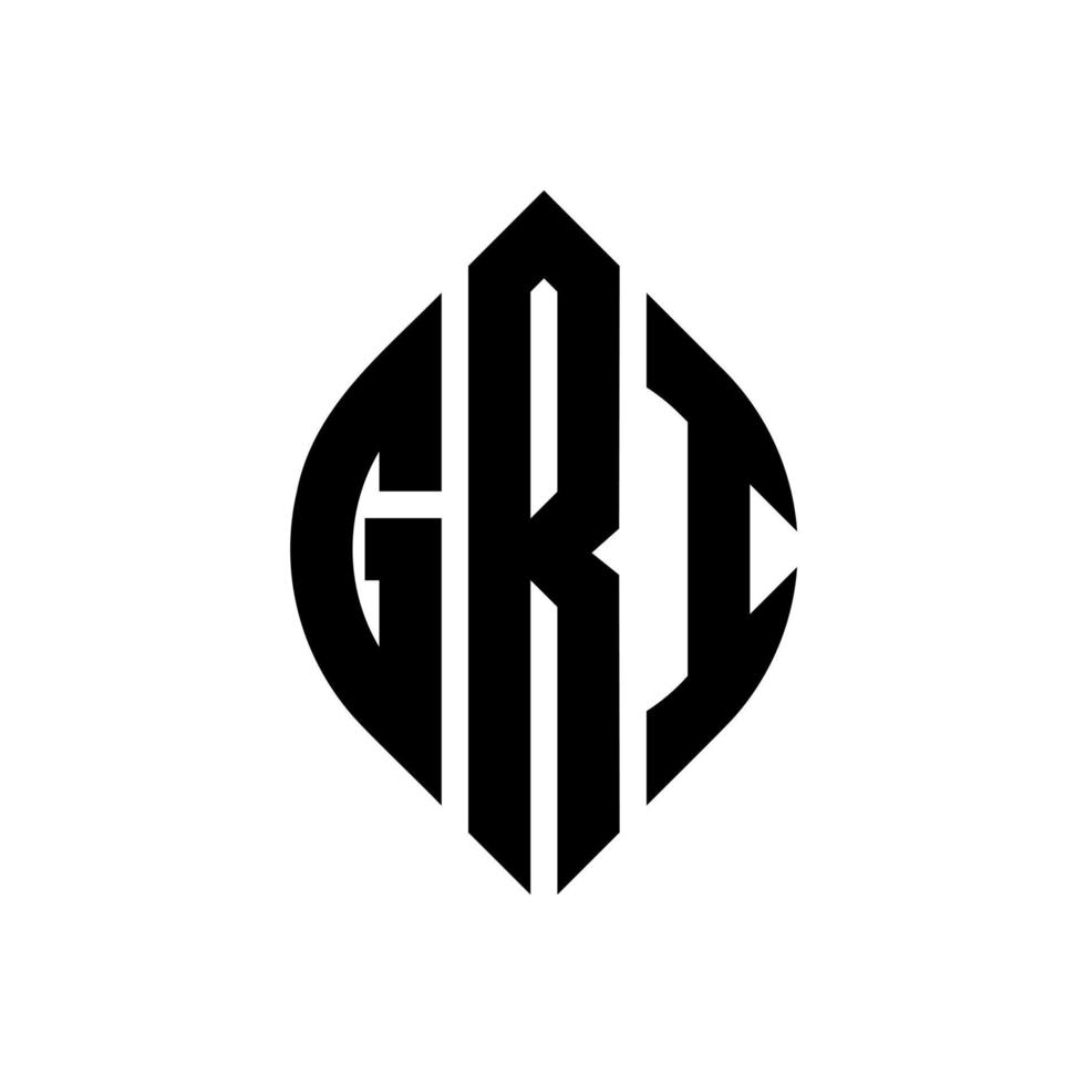 GRI circle letter logo design with circle and ellipse shape. GRI ellipse letters with typographic style. The three initials form a circle logo. GRI Circle Emblem Abstract Monogram Letter Mark Vector. vector