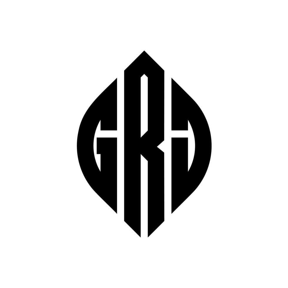 GRJ circle letter logo design with circle and ellipse shape. GRJ ellipse letters with typographic style. The three initials form a circle logo. GRJ Circle Emblem Abstract Monogram Letter Mark Vector. vector