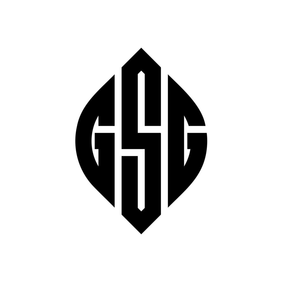GSG circle letter logo design with circle and ellipse shape. GSG ellipse letters with typographic style. The three initials form a circle logo. GSG Circle Emblem Abstract Monogram Letter Mark Vector. vector