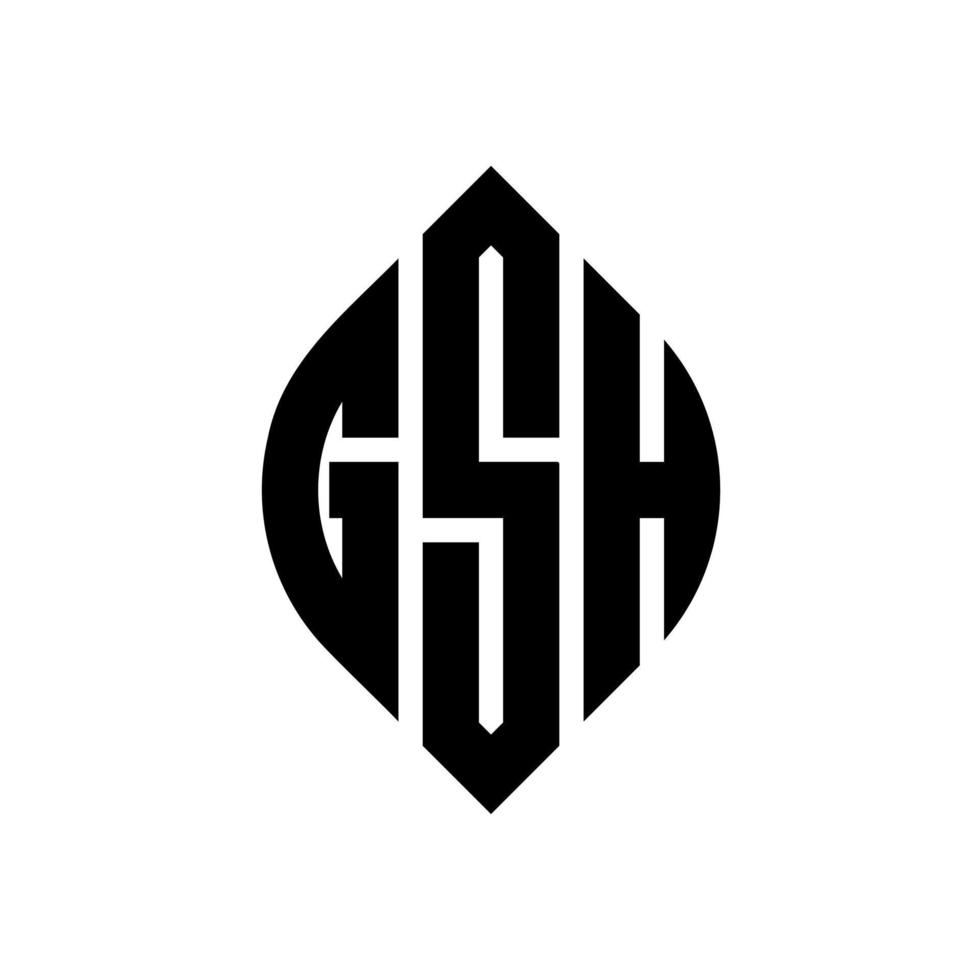 diseño de logotipo de letra de círculo gsh con forma de círculo y elipse. gsh letras elipses con estilo tipográfico. las tres iniciales forman un logo circular. gsh círculo emblema resumen monograma letra marca vector. vector