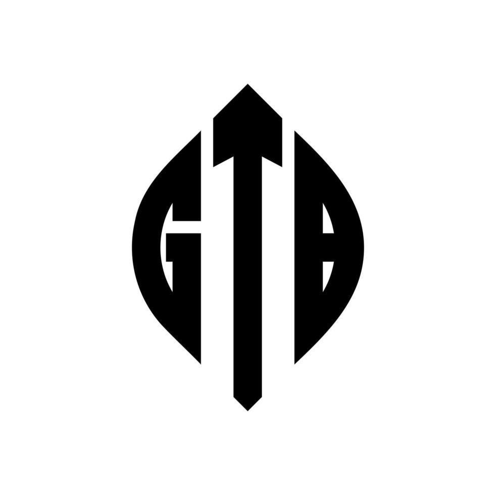 diseño de logotipo de letra de círculo gtb con forma de círculo y elipse. letras elipses gtb con estilo tipográfico. las tres iniciales forman un logo circular. vector de marca de letra de monograma abstracto del emblema del círculo gtb.