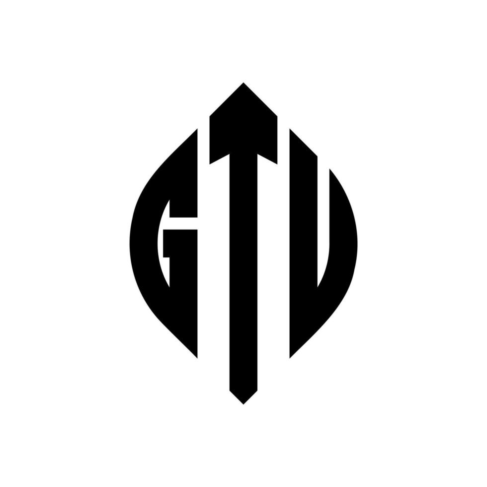 diseño de logotipo de letra de círculo gtu con forma de círculo y elipse. gtu letras elipses con estilo tipográfico. las tres iniciales forman un logo circular. vector de marca de letra de monograma abstracto del emblema del círculo gtu.