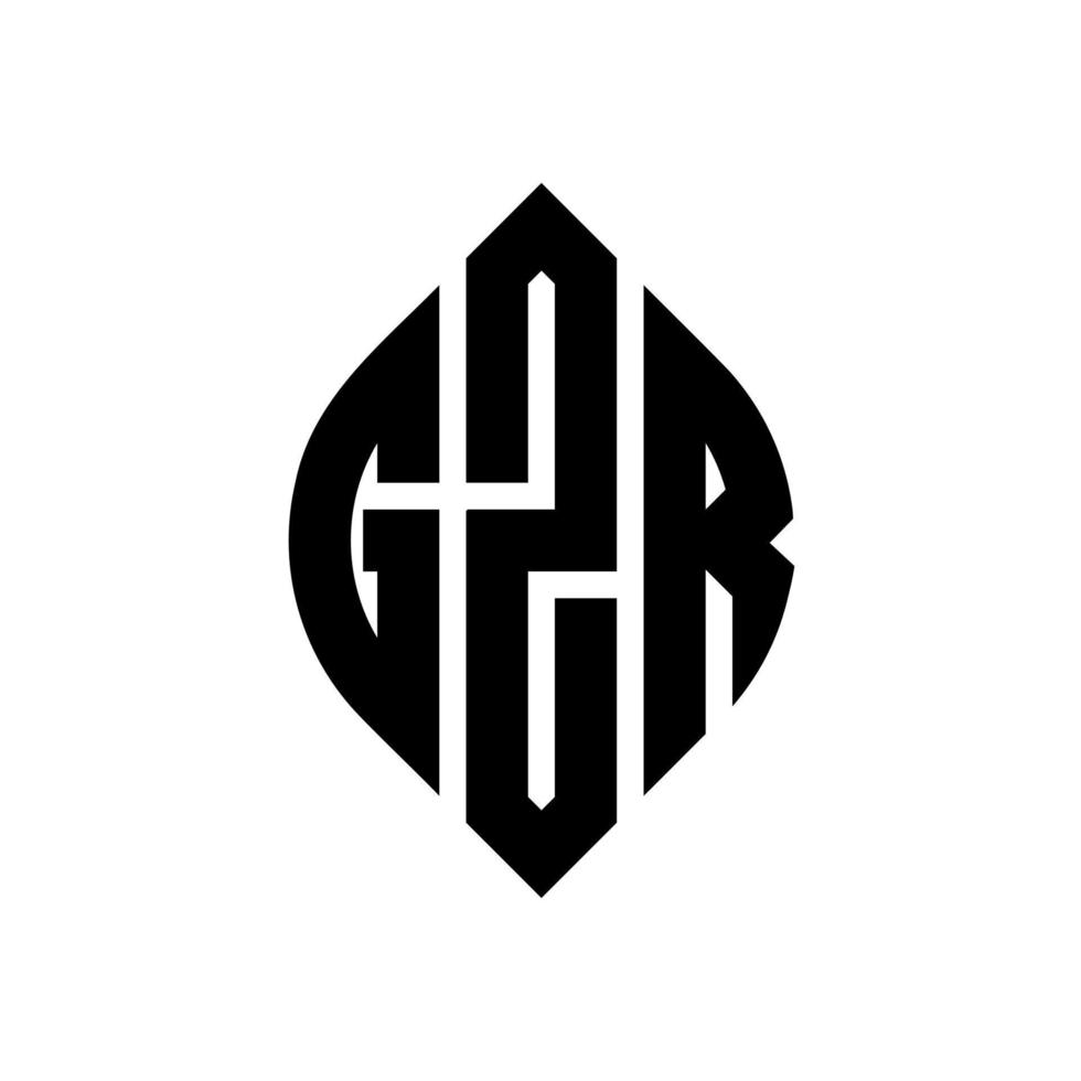 diseño de logotipo de letra de círculo gzr con forma de círculo y elipse. letras elipses gzr con estilo tipográfico. las tres iniciales forman un logo circular. vector de marca de letra de monograma abstracto del emblema del círculo gzr.