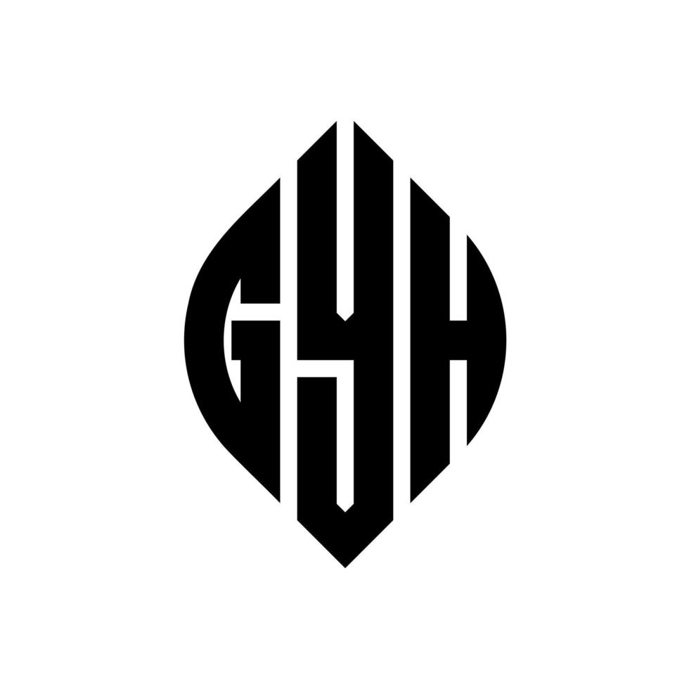 diseño de logotipo de letra de círculo gyh con forma de círculo y elipse. letras elipses gyh con estilo tipográfico. las tres iniciales forman un logo circular. gyh círculo emblema resumen monograma letra marca vector. vector