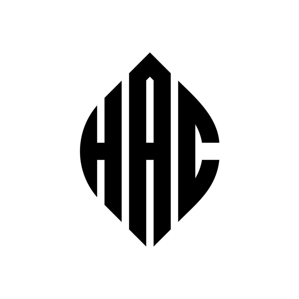 diseño de logotipo de letra de círculo hac con forma de círculo y elipse. hac letras elipses con estilo tipográfico. las tres iniciales forman un logo circular. vector de marca de letra de monograma abstracto del emblema del círculo hac.