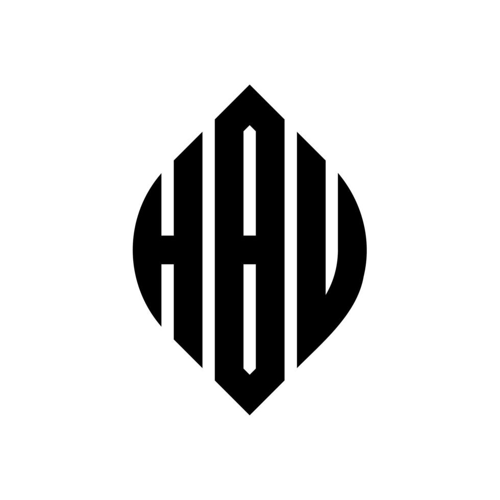 diseño de logotipo de letra de círculo hbu con forma de círculo y elipse. hbu elipse letras con estilo tipográfico. las tres iniciales forman un logo circular. vector de marca de letra de monograma abstracto del emblema del círculo de hbu.