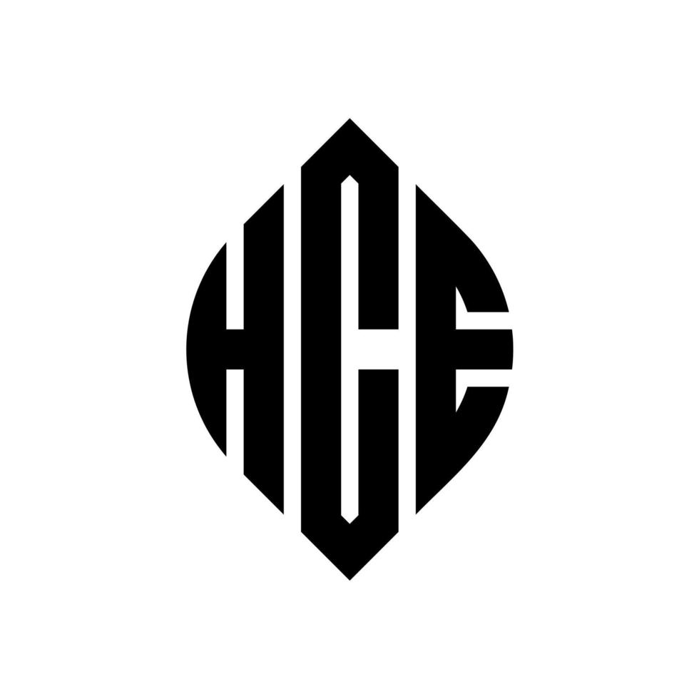 HCE circle letter logo design with circle and ellipse shape. HCE ellipse letters with typographic style. The three initials form a circle logo. HCE Circle Emblem Abstract Monogram Letter Mark Vector. vector
