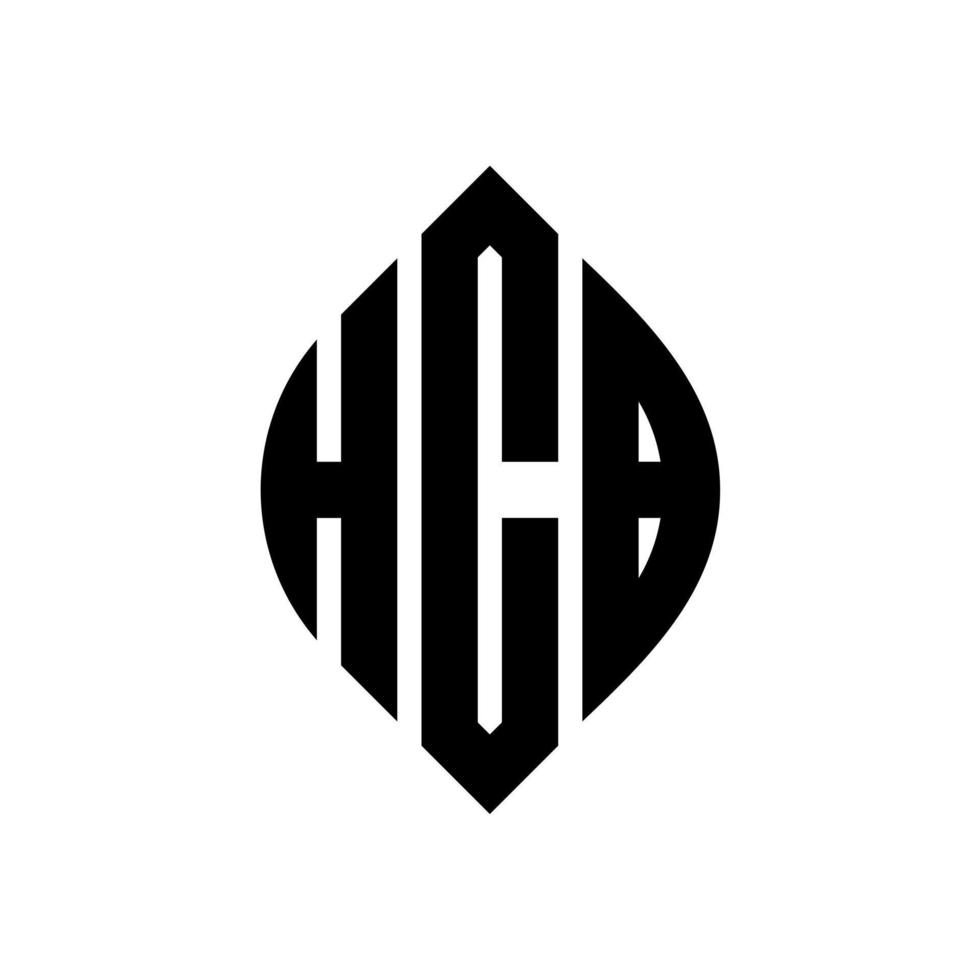 HCB circle letter logo design with circle and ellipse shape. HCB ellipse letters with typographic style. The three initials form a circle logo. HCB Circle Emblem Abstract Monogram Letter Mark Vector. vector