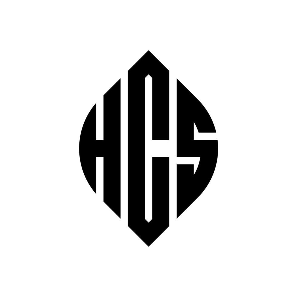 diseño de logotipo de letra de círculo hcs con forma de círculo y elipse. hcs letras elipses con estilo tipográfico. las tres iniciales forman un logo circular. vector de marca de letra de monograma abstracto del emblema del círculo hcs.