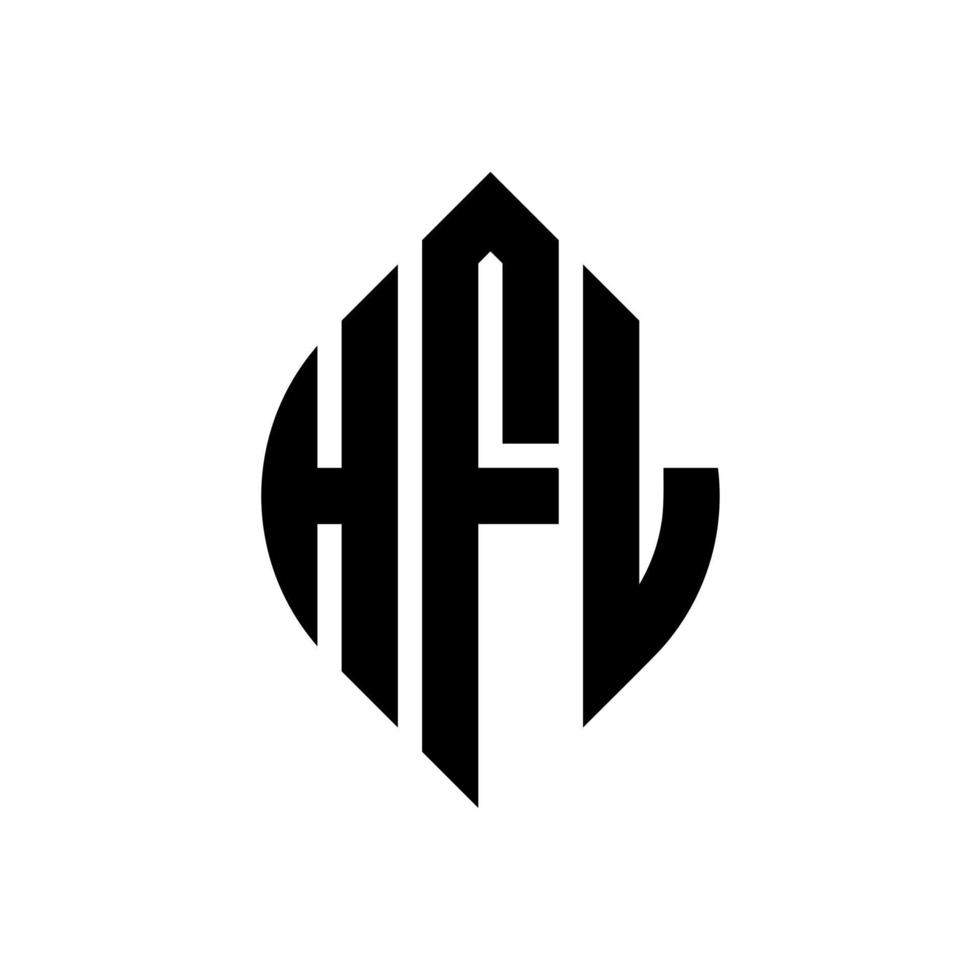 diseño de logotipo de letra de círculo hfl con forma de círculo y elipse. letras de elipse hfl con estilo tipográfico. las tres iniciales forman un logo circular. hfl círculo emblema resumen monograma letra marca vector. vector