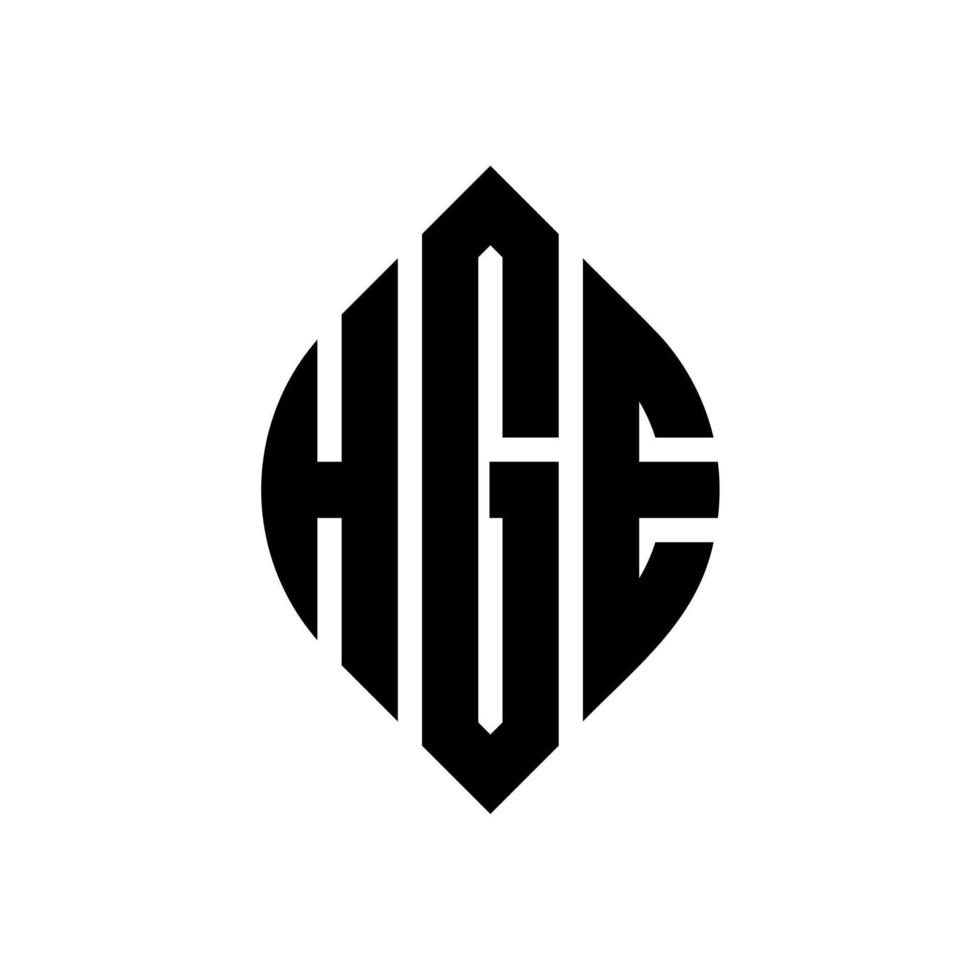diseño de logotipo de letra de círculo hge con forma de círculo y elipse. hge elipse letras con estilo tipográfico. las tres iniciales forman un logo circular. hge círculo emblema resumen monograma letra marca vector. vector