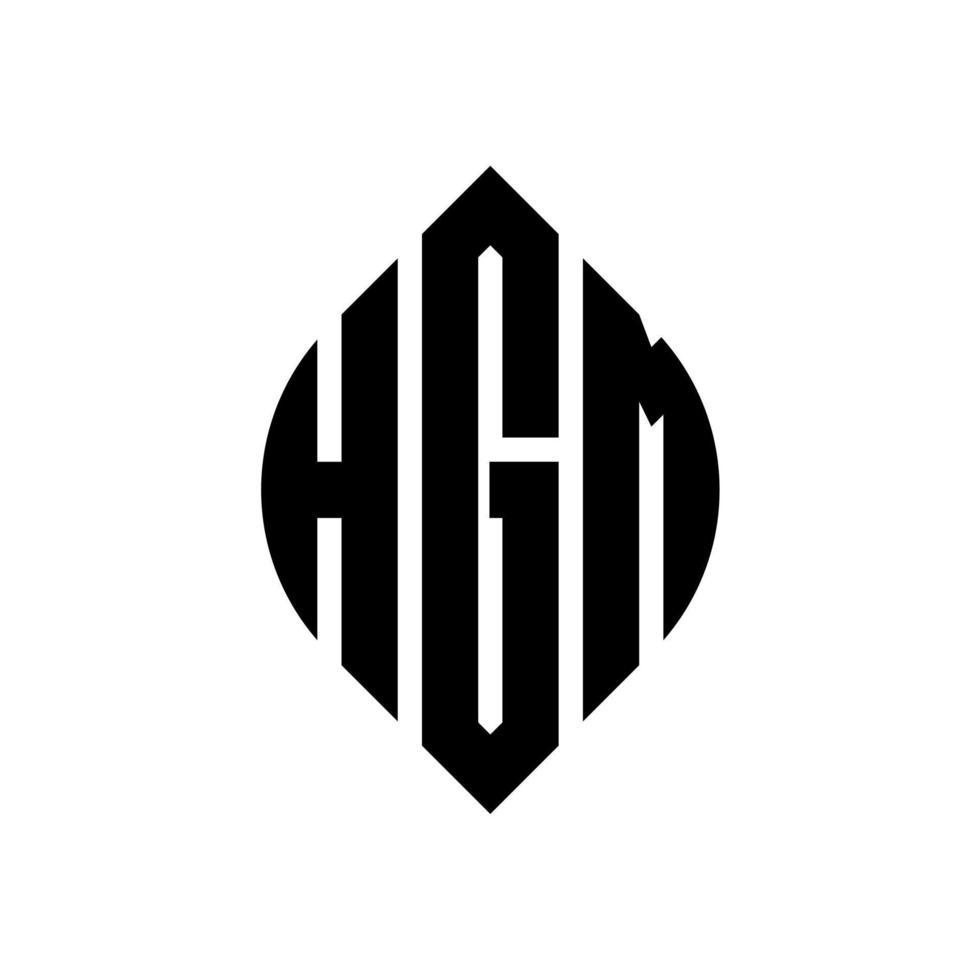 HGM circle letter logo design with circle and ellipse shape. HGM ellipse letters with typographic style. The three initials form a circle logo. HGM Circle Emblem Abstract Monogram Letter Mark Vector. vector