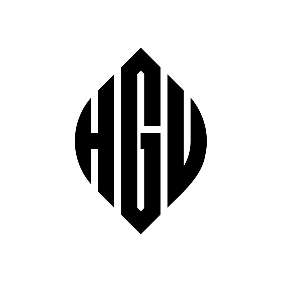 diseño de logotipo de letra de círculo hgu con forma de círculo y elipse. hgu letras elipses con estilo tipográfico. las tres iniciales forman un logo circular. vector de marca de letra de monograma abstracto del emblema del círculo hgu.