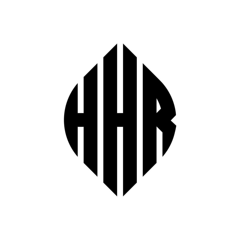 HHR circle letter logo design with circle and ellipse shape. HHR ellipse letters with typographic style. The three initials form a circle logo. HHR Circle Emblem Abstract Monogram Letter Mark Vector. vector