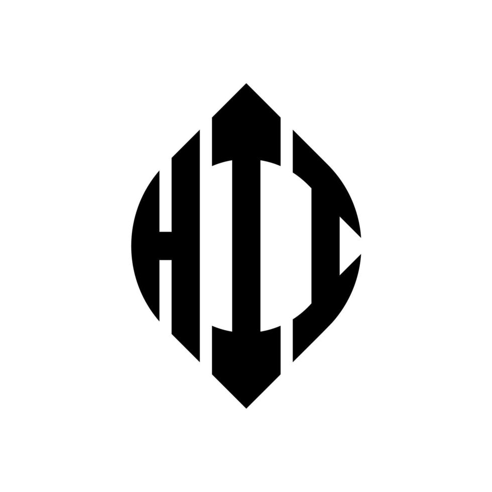 HII circle letter logo design with circle and ellipse shape. HII ellipse letters with typographic style. The three initials form a circle logo. HII Circle Emblem Abstract Monogram Letter Mark Vector. vector