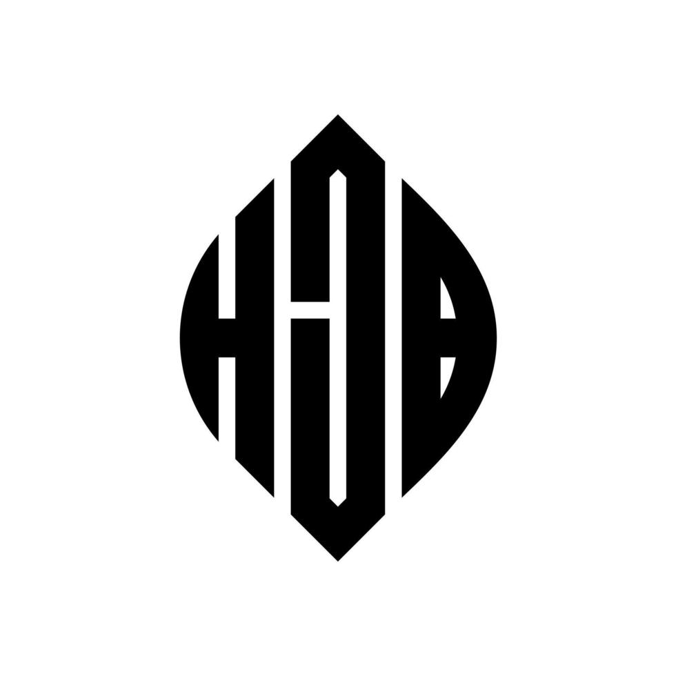 diseño de logotipo de letra de círculo hjb con forma de círculo y elipse. letras de elipse hjb con estilo tipográfico. las tres iniciales forman un logo circular. vector de marca de letra de monograma abstracto del emblema del círculo hjb.