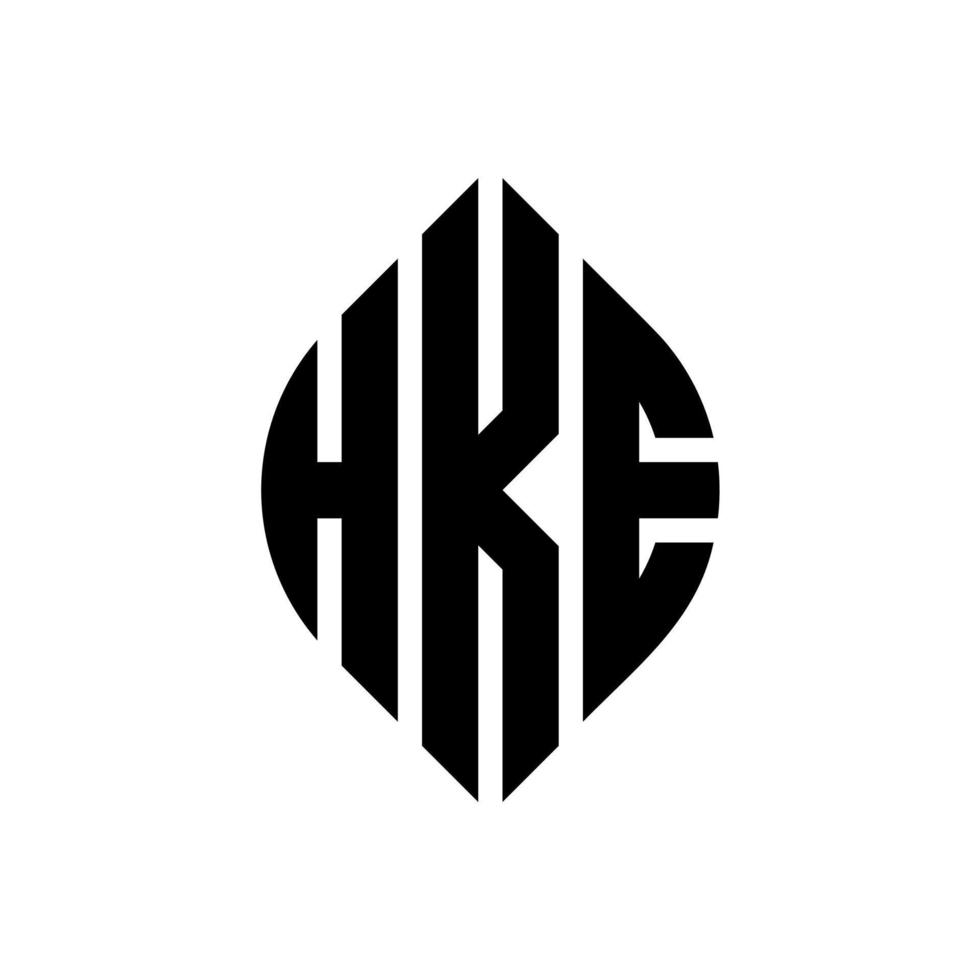 diseño de logotipo de letra de círculo hke con forma de círculo y elipse. hke letras elipses con estilo tipográfico. las tres iniciales forman un logo circular. hke círculo emblema resumen monograma letra marca vector. vector