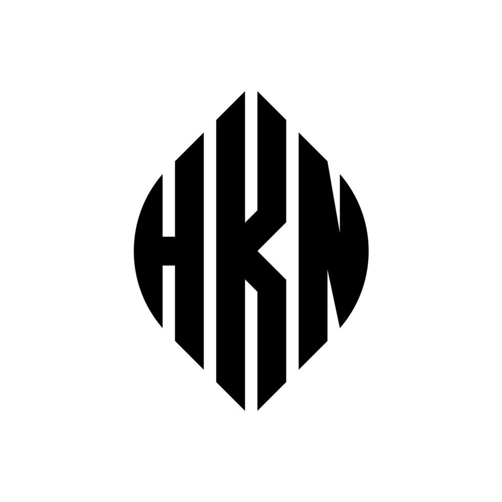 HKN circle letter logo design with circle and ellipse shape. HKN ellipse letters with typographic style. The three initials form a circle logo. HKN Circle Emblem Abstract Monogram Letter Mark Vector. vector