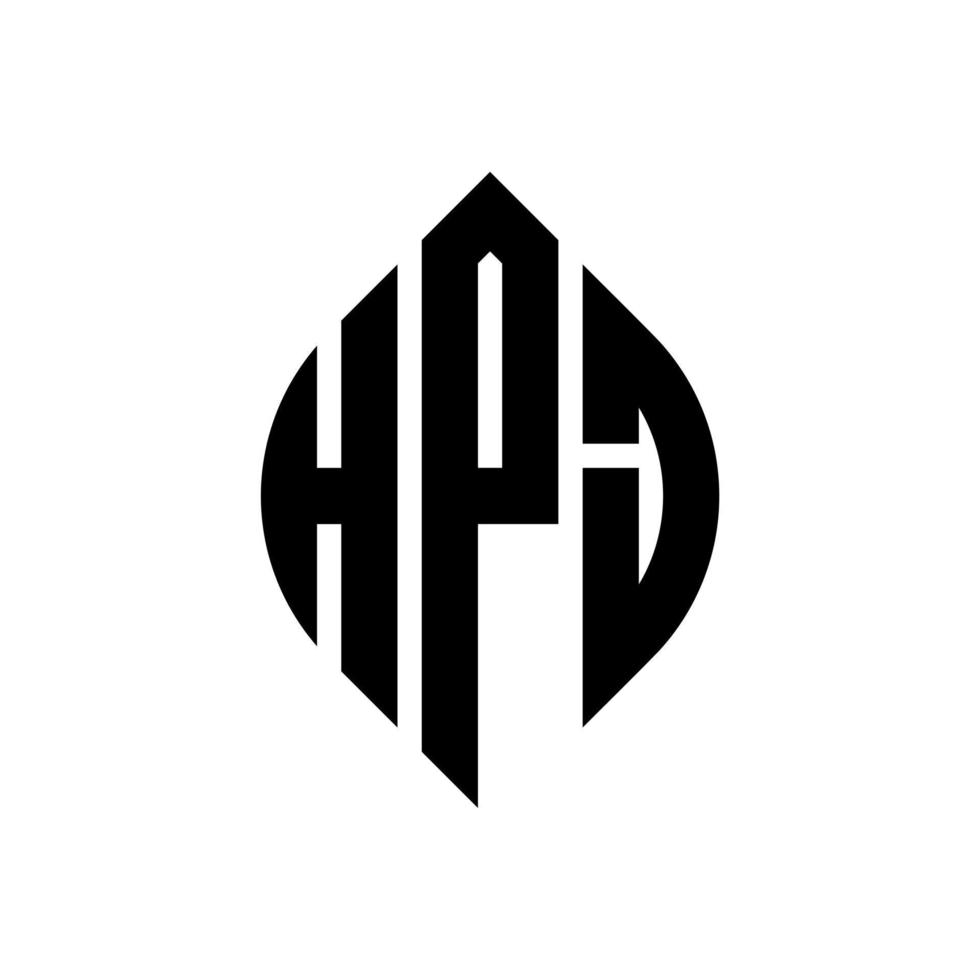 diseño de logotipo de letra de círculo hpj con forma de círculo y elipse. Letras de elipse hpj con estilo tipográfico. las tres iniciales forman un logo circular. vector de marca de letra de monograma abstracto del emblema del círculo hpj.