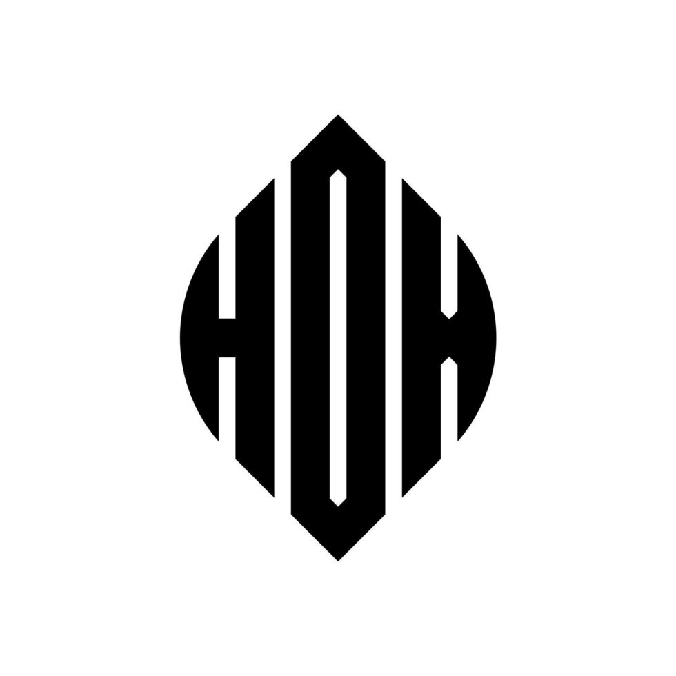 diseño de logotipo de letra de círculo hox con forma de círculo y elipse. letras de elipse hox con estilo tipográfico. las tres iniciales forman un logo circular. vector de marca de letra de monograma abstracto del emblema del círculo hox.