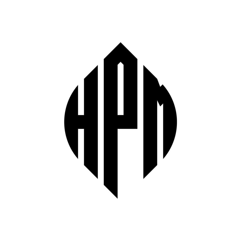 diseño de logotipo de letra de círculo hpm con forma de círculo y elipse. Letras de elipse hpm con estilo tipográfico. las tres iniciales forman un logo circular. vector de marca de letra de monograma abstracto del emblema del círculo de hpm.