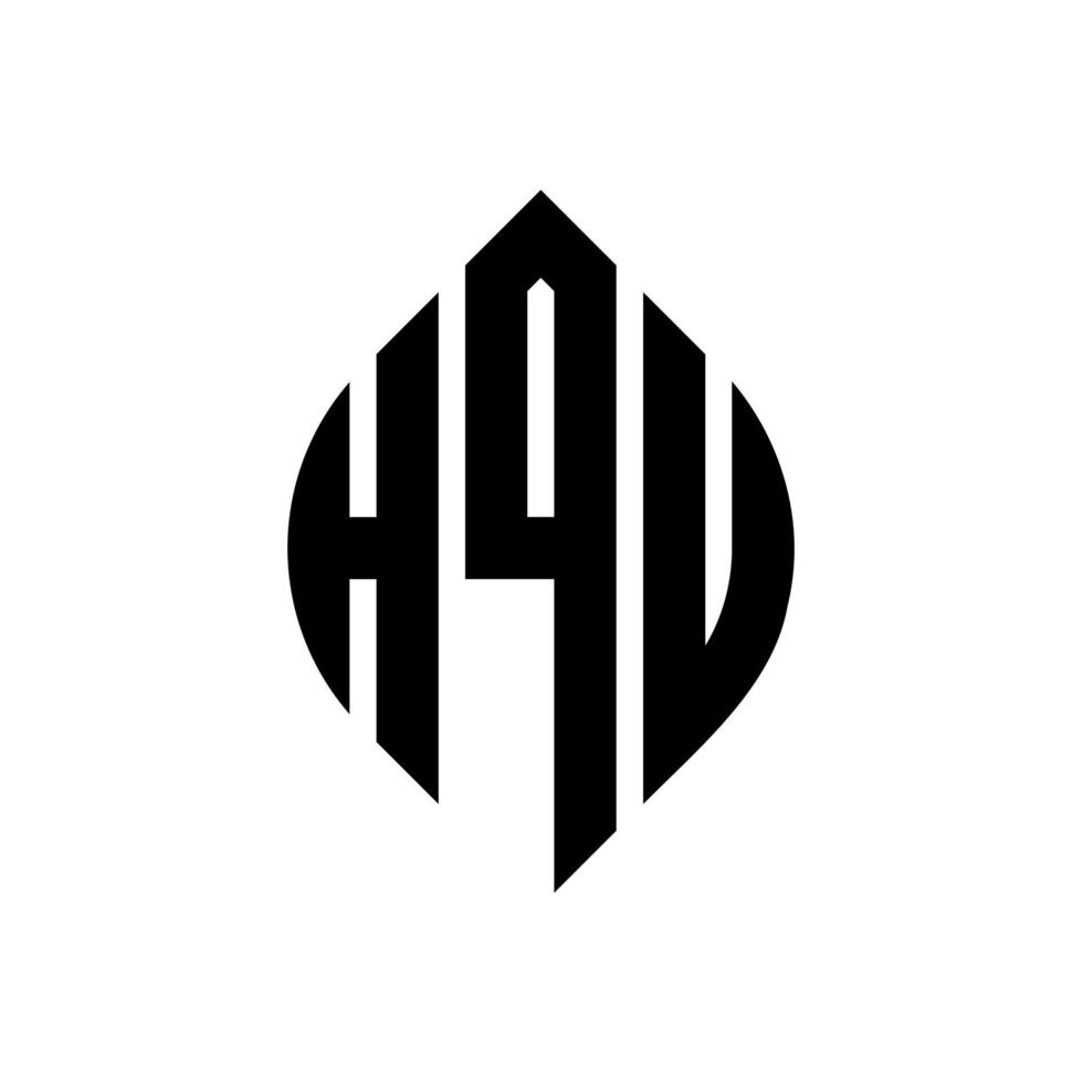 HQU circle letter logo design with circle and ellipse shape. HQU ellipse letters with typographic style. The three initials form a circle logo. HQU Circle Emblem Abstract Monogram Letter Mark Vector. vector