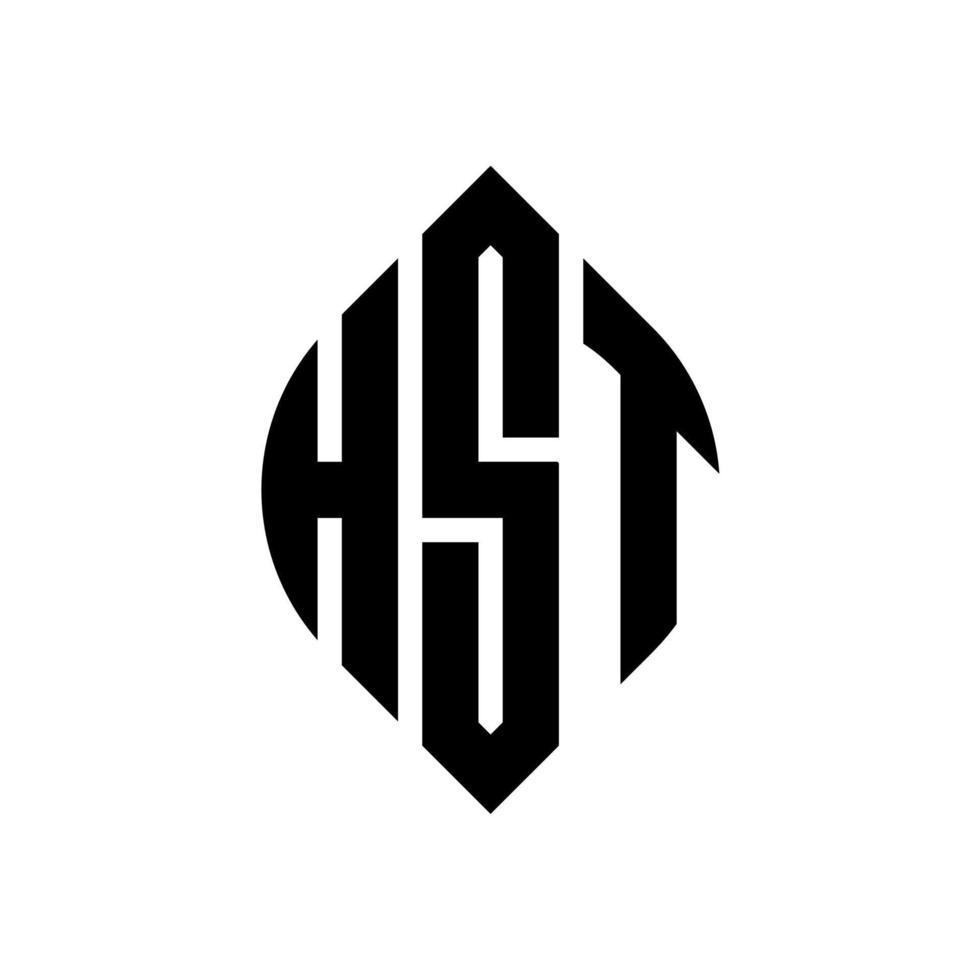 diseño de logotipo de letra de círculo hst con forma de círculo y elipse. hst elipse letras con estilo tipográfico. las tres iniciales forman un logo circular. hst círculo emblema resumen monograma letra marca vector. vector