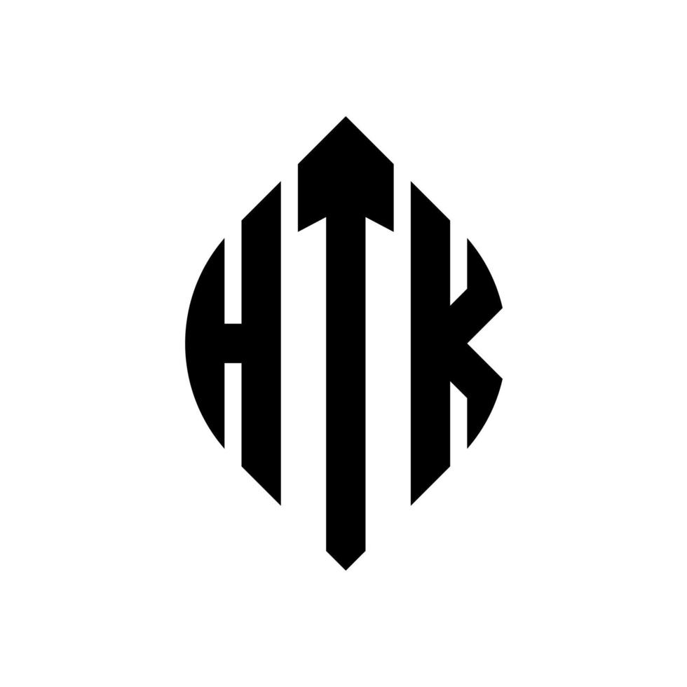 diseño de logotipo de letra de círculo htk con forma de círculo y elipse. htk letras elipses con estilo tipográfico. las tres iniciales forman un logo circular. Vector de marca de letra de monograma abstracto del emblema del círculo htk.