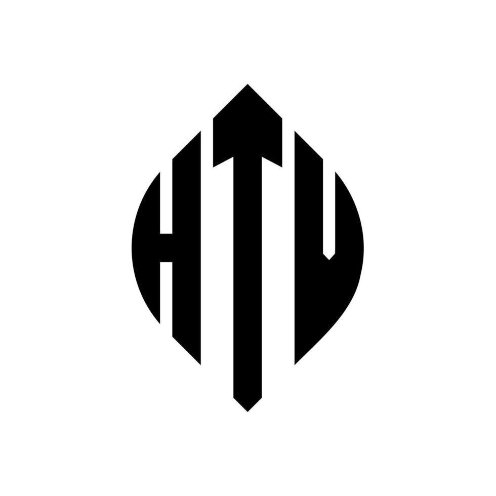 diseño de logotipo de letra de círculo htv con forma de círculo y elipse. Letras de elipse htv con estilo tipográfico. las tres iniciales forman un logo circular. vector de marca de letra de monograma abstracto del emblema del círculo htv.