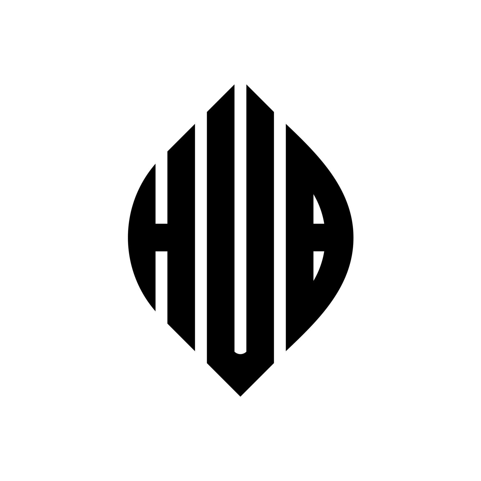 HUB circle letter logo design with circle and ellipse shape. HUB