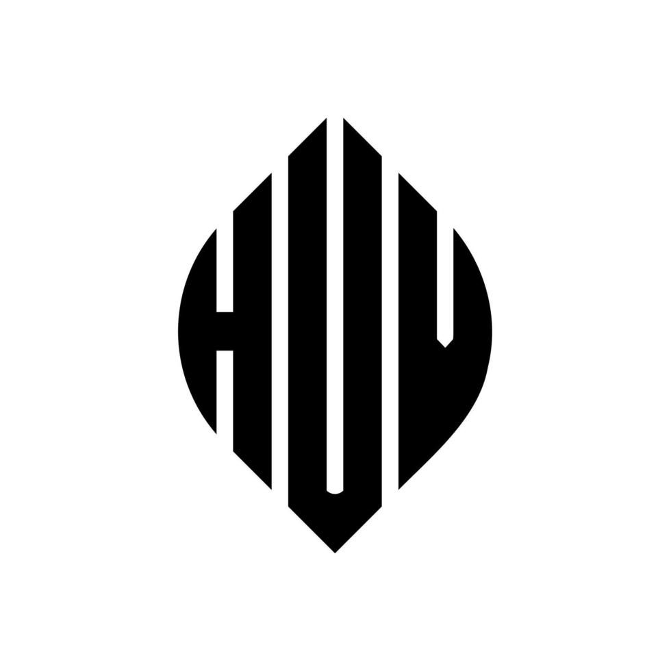 diseño de logotipo de letra de círculo huv con forma de círculo y elipse. huv letras elipses con estilo tipográfico. las tres iniciales forman un logo circular. vector de marca de letra de monograma abstracto del emblema del círculo huv.