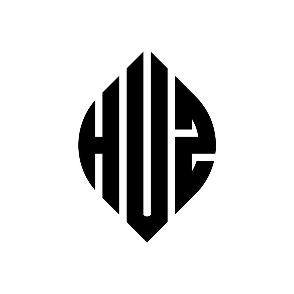 diseño de logotipo de letra de círculo huz con forma de círculo y elipse. huz letras elipses con estilo tipográfico. las tres iniciales forman un logo circular. vector de marca de letra de monograma abstracto del emblema del círculo huz.