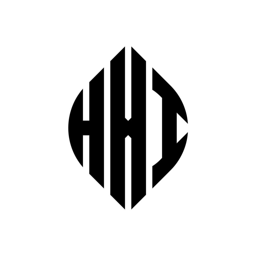 HXI circle letter logo design with circle and ellipse shape. HXI ellipse letters with typographic style. The three initials form a circle logo. HXI Circle Emblem Abstract Monogram Letter Mark Vector. vector