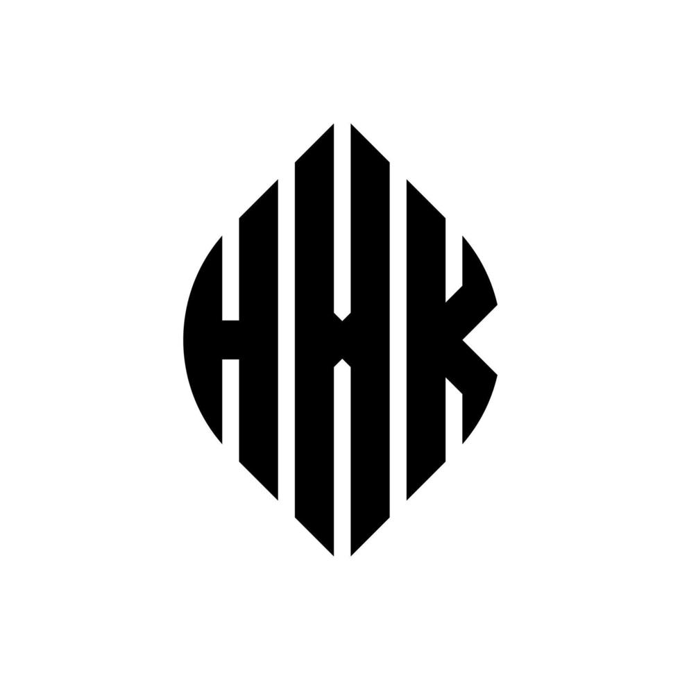 diseño de logotipo de letra de círculo hxk con forma de círculo y elipse. letras de elipse hxk con estilo tipográfico. las tres iniciales forman un logo circular. vector de marca de letra de monograma abstracto del emblema del círculo hxk.