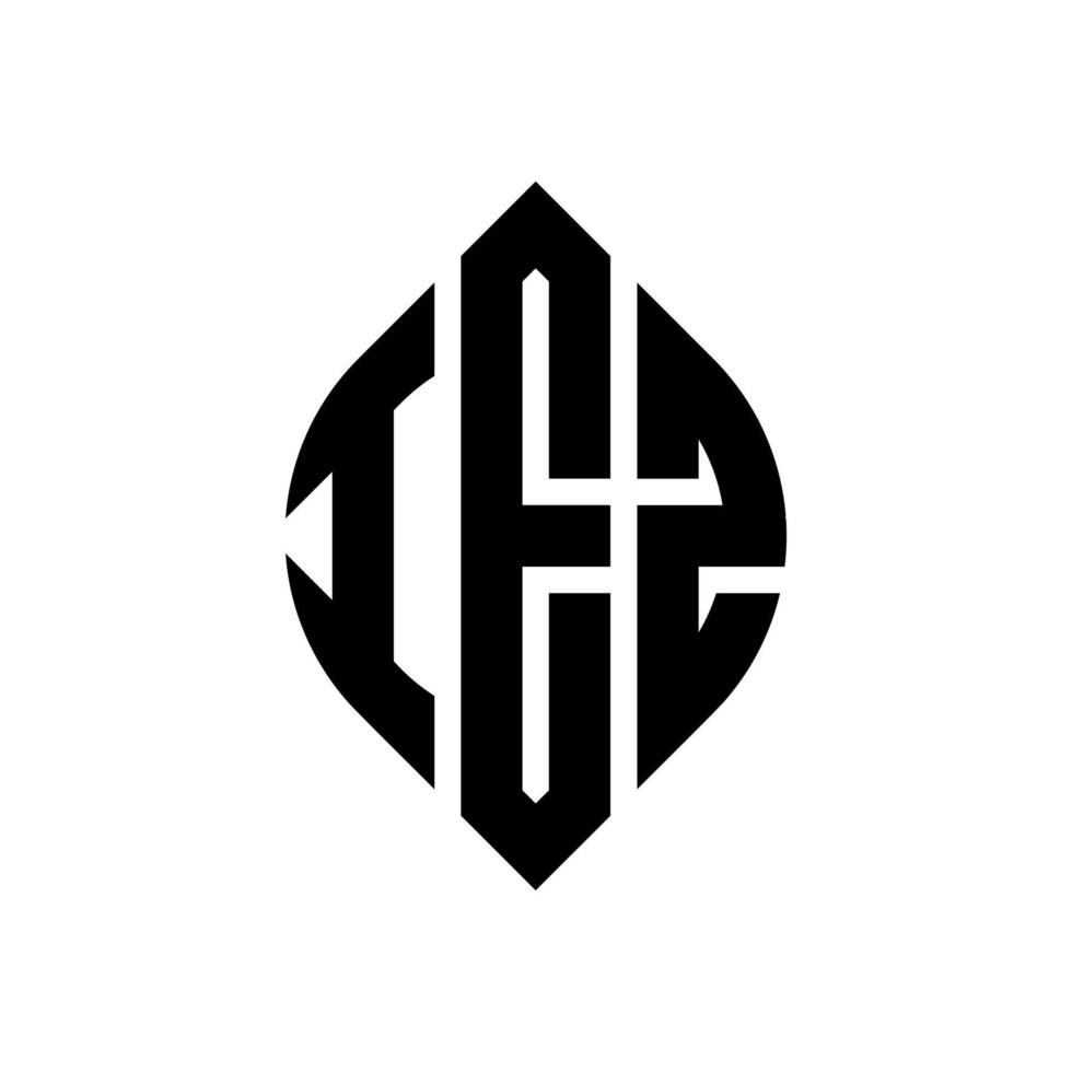 IEZ circle letter logo design with circle and ellipse shape. IEZ ellipse letters with typographic style. The three initials form a circle logo. IEZ Circle Emblem Abstract Monogram Letter Mark Vector. vector