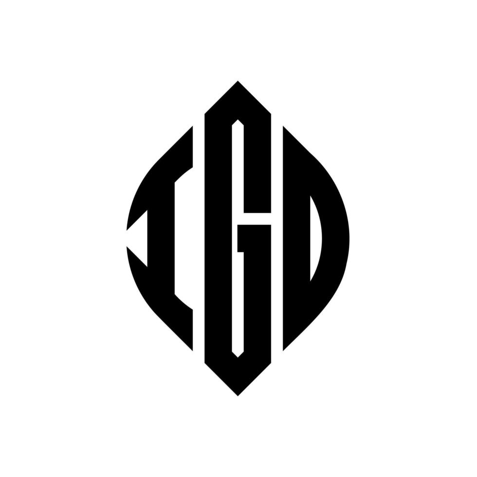 IGD circle letter logo design with circle and ellipse shape. IGD ellipse letters with typographic style. The three initials form a circle logo. IGD Circle Emblem Abstract Monogram Letter Mark Vector. vector