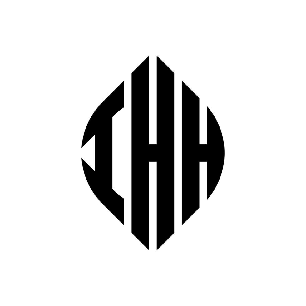 IHH circle letter logo design with circle and ellipse shape. IHH ellipse letters with typographic style. The three initials form a circle logo. IHH Circle Emblem Abstract Monogram Letter Mark Vector. vector
