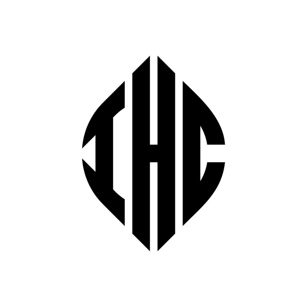 IHC circle letter logo design with circle and ellipse shape. IHC ellipse letters with typographic style. The three initials form a circle logo. IHC Circle Emblem Abstract Monogram Letter Mark Vector. vector