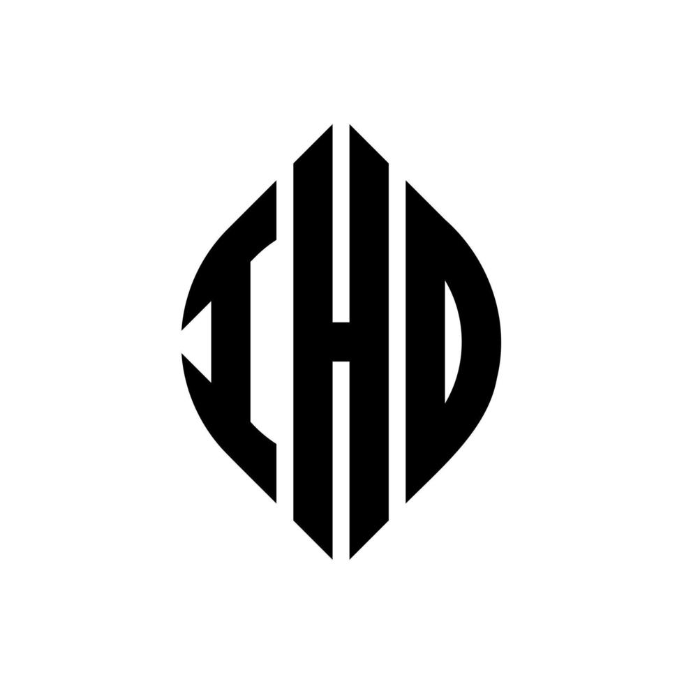 IHO circle letter logo design with circle and ellipse shape. IHO ellipse letters with typographic style. The three initials form a circle logo. IHO Circle Emblem Abstract Monogram Letter Mark Vector. vector